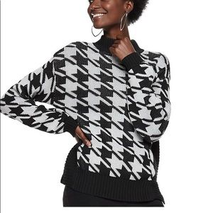 Nine West Houndstooth pattern pullover sweater - black and white